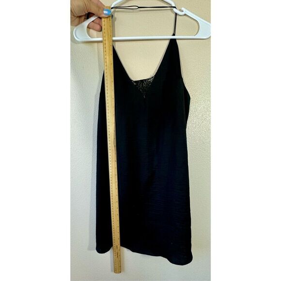 ASOS Satin Thin Cross Strap Low Back Sexy Little Black Mini Dress Women's Small - Picture 5 of 8